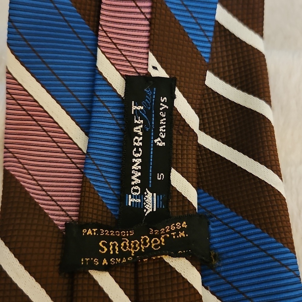TOWNCRAFT 1960s Brown Multi-color Striped Clip-on Tie - Picture 6 of 7